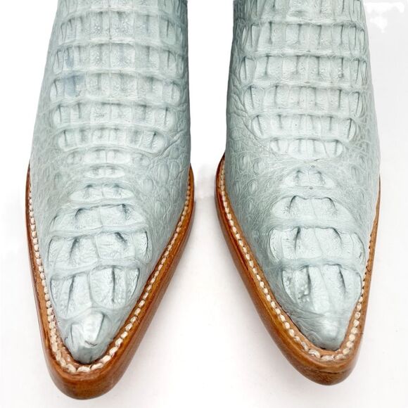 NWT El General Caiman Cowboy Boots Light Blue Leather US Size 9 MX 26 Rodeo Boho - Picture 9 of 16